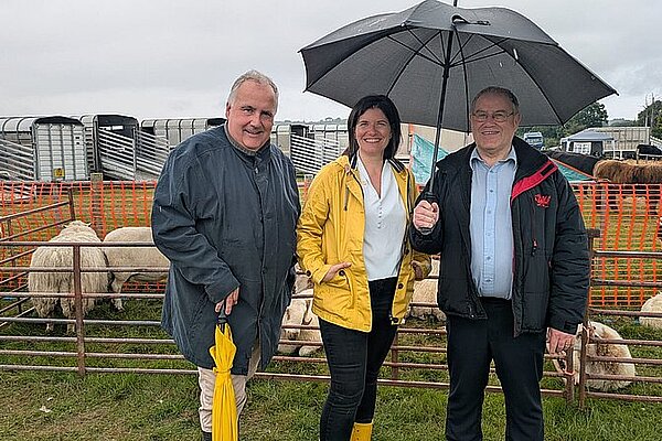 Sandra Jervis, Mark Williams and Cllr Meirion Davies at Aberystwyth Show